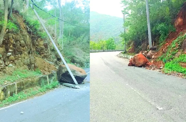ಚಾಮರಾಜನಗರ: ಪಾಲರ್ ರಸ್ತೆಯಲ್ಲಿ ಉರುಳಿ ಬಿದ್ದ ಬಂಡೆ! - News Karnataka