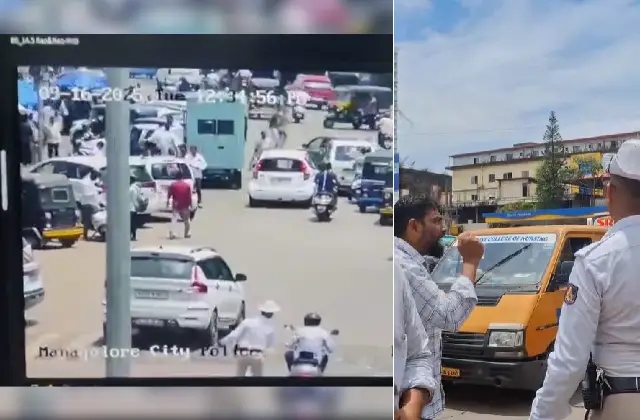 ಟ್ರಾಫಿಕ್ ಪೊಲೀಸ್ ಸಿಬ್ಬಂದಿ ಸೂಚನೆ ಉಲ್ಲಂಘಿಸಿ ನುಗ್ಗಿದಲ್ಲದೆ, ಯಾಕೆ ಹೊಡೆದದ್ದು ಎಂದು ಹೇಳಿ ಗಲಾಟೆ! - News Karnataka
