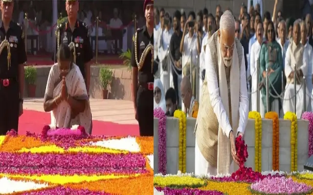 ಗಾಂಧಿಜಿ ಜನ್ಮದಿನ :  ರಾಷ್ಟ್ರಪತಿ, ಪ್ರಧಾನಿ ಸೇರಿ ಗಣ್ಯರಿಂದ ಪುಷ್ಪ ನಮನ - News Karnataka