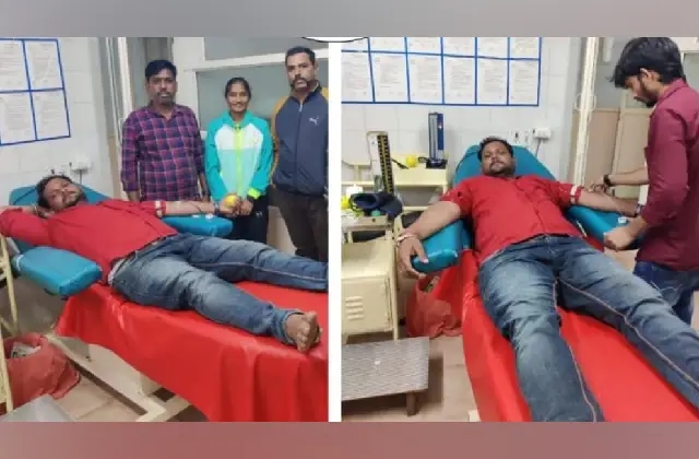 13 ತಿಂಗಳ ಮಗುವಿಗೆ O+ve ರಕ್ತದಾನ ಮಾಡಿ ಮಾನವೀಯತೆ ಮೆರೆದ ಮಹಾಂತೇಶ್ ತುಂಬರಕಟ್ಟಿ - News Karnataka