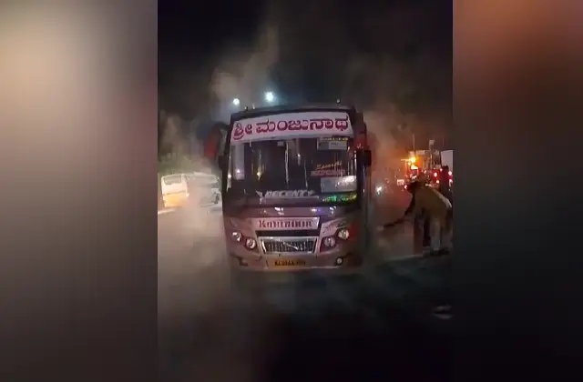 ಹೆಜಮಾಡಿ: ಸಂಚರಿಸುತ್ತಿದ್ದ ಬಸ್ಸಿನಲ್ಲಿ ಬೆಂಕಿ; ತಪ್ಪಿದ ಭಾರೀ ದುರಂತ - News Karnataka