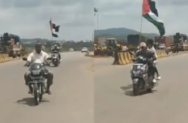 ಪ್ಯಾಲೆಸ್ತೇನ್ ಧ್ವಜವನ್ನು ಹಿಡಿದು ದ್ವಿಚಕ್ರ ವಾಹನದಲ್ಲಿ ಓಡಾಟ: ಕ್ರಮಕ್ಕೆ ಆಗ್ರಹ - News Karnataka