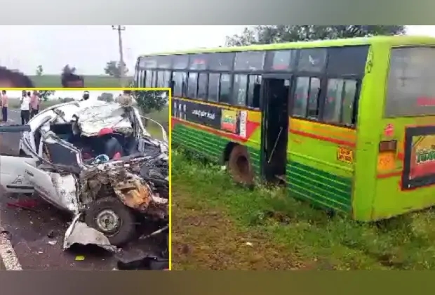 ಕಾರಿಗೆ ಕೆಎಸ್​ಆರ್​ಟಿಸಿ ಬಸ್ ಡಿಕ್ಕಿ: ಒಂದೇ ಕುಟುಂಬದ ನಾಲ್ವರು ಮೃತ್ಯು - News Karnataka