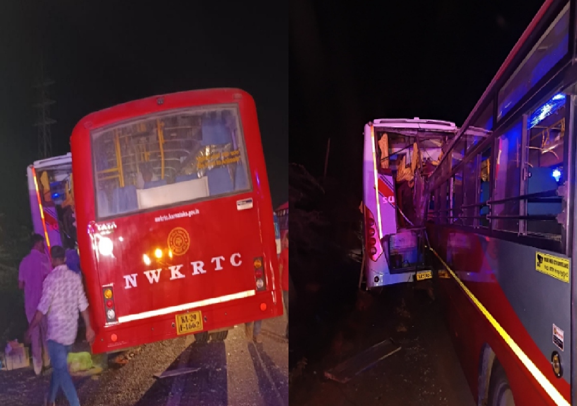 KSRTC, ಖಾಸಗಿ ಬಸ್ ನಡುವೆ ಡಿಕ್ಕಿ – ಇಬ್ಬರು ಮೃತ್ಯು, 20 ಮಂದಿಗೆ ಗಾಯ! - News Karnataka