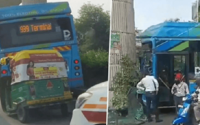 ಮೆಟ್ರೋ ಪಿಲ್ಲರ್​​ಗೆ ಡಿಕ್ಕಿ ಹೊಡೆದ ಎಲೆಕ್ಟ್ರಿಕ್​​​ ಬಸ್ ! - News Karnataka