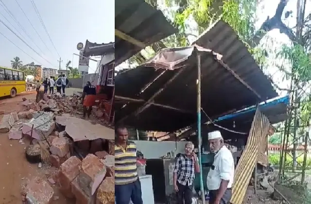 ಮಂಗಳೂರು: ರಸ್ತೆಯನ್ನು ಅತಿಕ್ರಮಿಸಿದ್ದ ಅಂಗಡಿಗಳನ್ನು ಕೆಡವಿದ ಲೋಕೋಪಯೋಗಿ ಅಧಿಕಾರಿಗಳು - News Karnataka