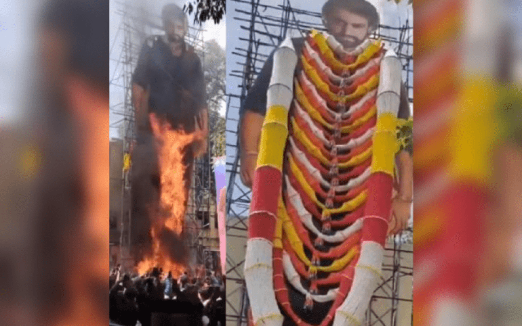 "ದೇವರ ಅಬ್ಬರ": ಥಿಯೇಟರ್ ಮುಂದೆ ಜೂ.ಎನ್​ಟಿಆರ್ ಕಟೌಟ್‌ಗೆ ಬೆಂಕಿ - News Karnataka