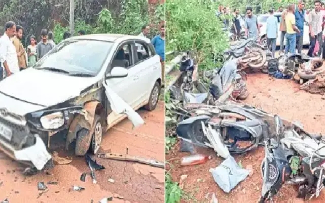 ವೇಗವಾಗಿ ಬಂದು ಹತ್ತಕ್ಕೂ ಅಧಿಕ ವಾಹನಗಳಿಗೆ ಡಿಕ್ಕಿ ಹೊಡೆದ ಕಾರು - News Karnataka