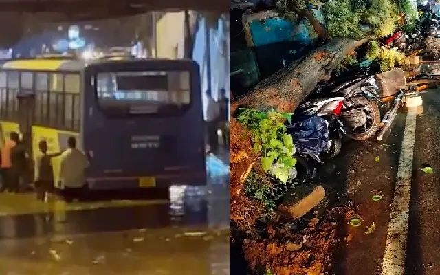ವರುಣನ ಅಬ್ಬರ : ಅಂಡರ್ ಪಾಸ್‌ನಲ್ಲಿ ಸಿಲುಕಿದ ಬಸ್‌, 20 ಪ್ರಯಾಣಿಕರ ರಕ್ಷಣೆ - News Karnataka