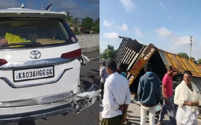 ಲಾರಿ, ಕಾರು ನಡುವೆ ಭೀಕರ ಅಪಘಾತ : ಮಗು ಸೇರಿ ನಾಲ್ವರು ಮೃತ್ಯು - News Karnataka