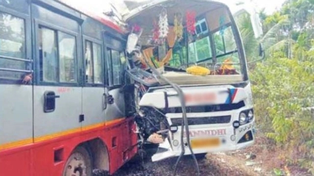 ನಿಡ್ಲೆ ಬಳಿ ಕೆಎಸ್‌ಆರ್‌ಟಿಸಿ, ಖಾಸಗಿ ಬಸ್ ಡಿಕ್ಕಿ- ಏಳು ಜನರಿಗೆ ಗಾಯ - News Karnataka