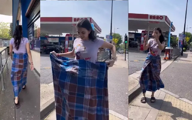 ದೇಸಿ ಸ್ಟೈಲ್‌ನಲ್ಲಿ ಲುಂಗಿಯುಟ್ಟು ಲಂಡನ್‌ ರಸ್ತೆಯಲ್ಲಿ ಒಡಾಡಿದ ಯುವತಿ! - News Karnataka