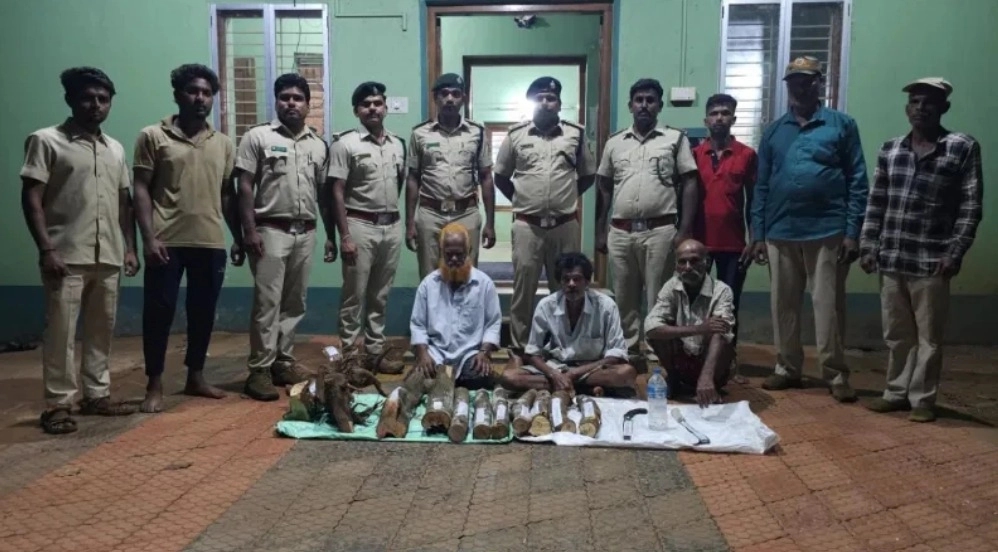 ಶ್ರೀಗಂಧ ಮರ ಕಳ್ಳತನ: 41 ಕೆಜಿ ಮಾಲು, ಮೂವರು ಪೊಲೀಸರ ವಶಕ್ಕೆ - News Karnataka
