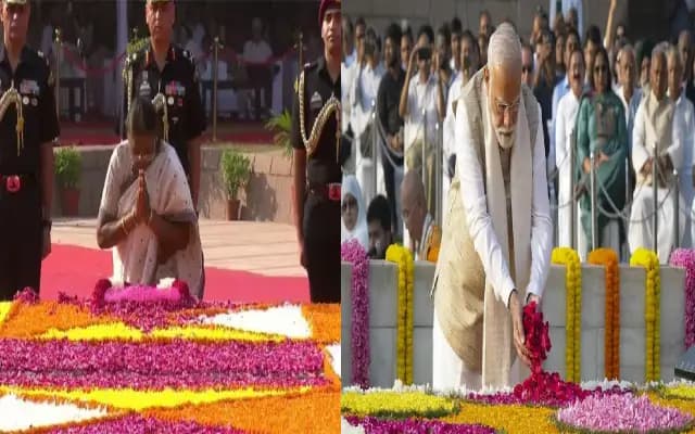 ಗಾಂಧಿಜಿ ಜನ್ಮದಿನ :  ರಾಷ್ಟ್ರಪತಿ, ಪ್ರಧಾನಿ ಸೇರಿ ಗಣ್ಯರಿಂದ ಪುಷ್ಪ ನಮನ