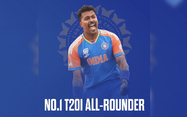 ಟಿ20 ರ‍್ಯಾಂಕಿಂಗ್ ಪ್ರಕಟ: ಅಗ್ರಸ್ಥಾನದಲ್ಲಿ ಹಾರ್ದಿಕ್ ಪಾಂಡ್ಯ