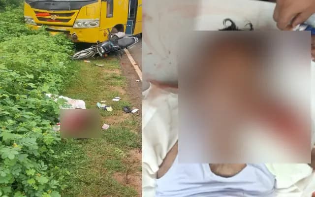 ಶಾಲ ಬಸ್‌, ಸ್ಕೂಟರ್‌ ನಡುವೆ ಮುಖಾಮುಖಿ ಡಿಕ್ಕಿ : ಶಿಕ್ಷಕ ಸಾವು