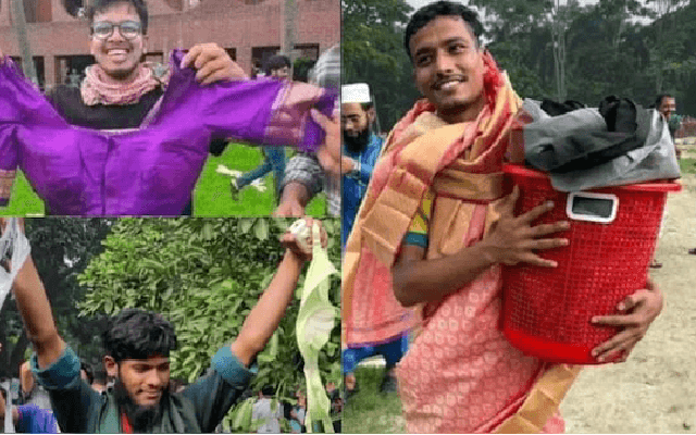 ಶೇಕ್ ಹಸೀನಾ ಬಂಗಲೆಗೆ ನುಗ್ಗಿ ಸೀರೆ, ಒಳ ಉಡುಪು ದೋಚಿದ ಪ್ರತಿಭಟನಾಕಾರರು