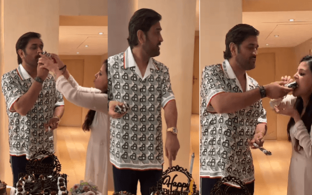 ಕೇಕ್ ಕತ್ತರಿಸಿ, ತಿಂದ ನಂತರ ಪತ್ನಿಗೆ ಕೂಲ್‌ ಕ್ಯಾಪ್ಟನ್ ಧೋನಿ ಕೇಳಿದ್ದೇನು?
