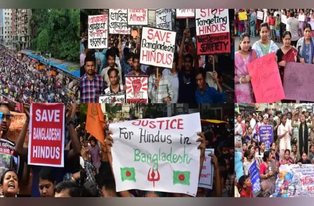 ಬಾಂಗ್ಲಾದಲ್ಲಿ ಹಿಂದೂಗಳ ಮೇಲೆ ದಾಳಿ ಖಂಡಿಸಿ ಅಮೆರಿಕ, ಇಂಗ್ಲೆಂಡ್‌ನಲ್ಲೂ ಪ್ರತಿಭಟನೆ