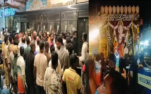 ಗಣೇಶ ವಿಸರ್ಜನೆ ವೇಳೆ  ಅನ್ಯಕೋಮಿಯರಿಂದ ಕಲ್ಲೆಸೆತ : ಹಿಂದೂಗಳ ಪ್ರತಿಭಟನೆ