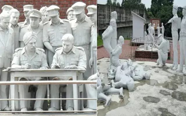 ಬಾಂಗ್ಲಾದಲ್ಲಿ 1971ರ ಪಾಕ್‌ ಸೇನೆ ಶರಣಾಗತಿ ಬಿಂಬಿಸುವ ಪ್ರತಿಮೆ ಧ್ವಂಸ!