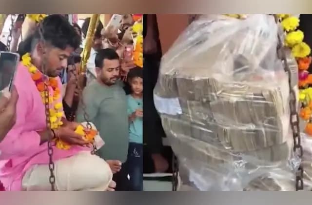 ಲಕ್ಷ ಲಕ್ಷ ಹಣ ಸುರಿದು ಮಗನ ತುಲಾಭಾರ ಸೇವೆ ಮಾಡಿಸಿದ ರೈತ!