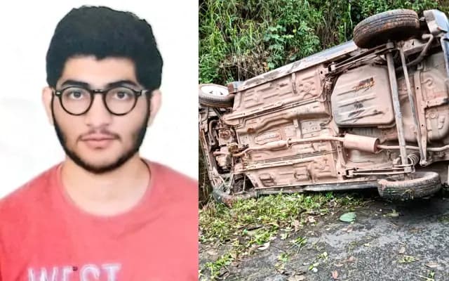 ನಿಯಂತ್ರಣ ತಪ್ಪಿ ಮಗುಚಿ ಬಿದ್ದ ಕಾರು :  ಓರ್ವ ವಿದ್ಯಾರ್ಥಿ ಮೃತ್ಯು