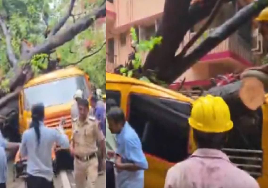 ಮುಂಬೈ: ಶಾಲಾ ಬಸ್‌ ಮೇಲೆ ಬಿದ್ದ ಬೃಹತ್‌ ಮರ – 10 ವಿದ್ಯಾರ್ಥಿಗಳಿಗೆ ಗಂಭೀರ ಗಾಯ!