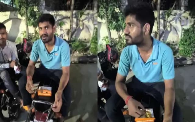 ಆರ್ಡರ್‌ ಮಾಡಿದ್ದ ಫುಡ್‌ನ್ನು ತಾನೆ ತಿಂದ ಡೆಲಿವರಿ ಬಾಯ್‌ : ವಿಡಿಯೋ ವೈರಲ್‌