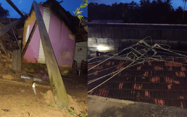 ಬೆಳ್ತಂಗಡಿ: ಗಾಳಿಯ ರಭಸಕ್ಕೆ ಮನೆಯ ಮೇಲೆಯೇ ಬಿದ್ದ ವಿದ್ಯುತ್ ಕಂಭಗಳು