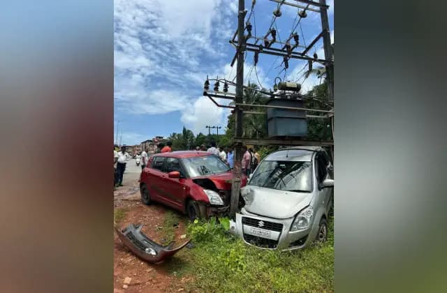 ಮಣಿಪಾಲ: ನಿಯಂತ್ರಣ ತಪ್ಪಿ ಟ್ರಾನ್ಸ್ ಫಾರ್ಮರ್ ಕಂಬಕ್ಕೆ 2 ಕಾರುಗಳು ಡಿಕ್ಕಿ