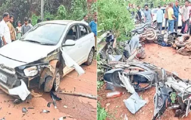 ವೇಗವಾಗಿ ಬಂದು ಹತ್ತಕ್ಕೂ ಅಧಿಕ ವಾಹನಗಳಿಗೆ ಡಿಕ್ಕಿ ಹೊಡೆದ ಕಾರು