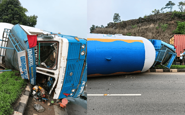 ಬಂಟ್ವಾಳದ ಕಡೆಗೋಳಿಯಲ್ಲಿ ಪಲ್ಟಿಯಾದ ಗ್ಯಾಸ್ ಟ್ಯಾಂಕರ್