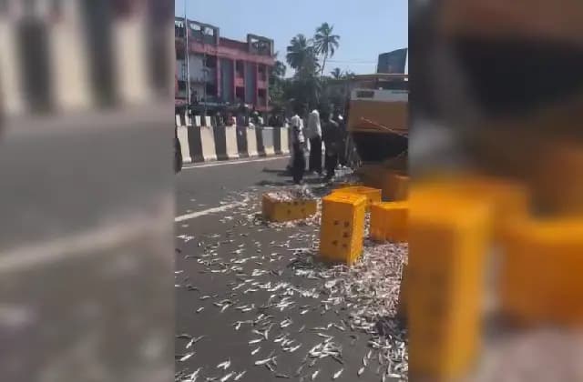 ಕುಂಜತೂರಿನಲ್ಲಿ ಮೀನಿನ ಟೆಂಪೋ ಪಲ್ಟಿ