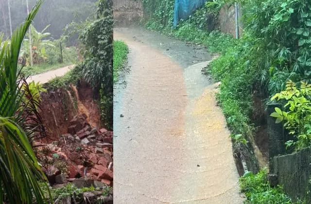 ಭಾರೀ ಮಳೆ: ಪುತ್ತೂರು ಸಮುದಾಯ ಭವನದ ತಡೆಗೋಡೆ ಕುಸಿತ