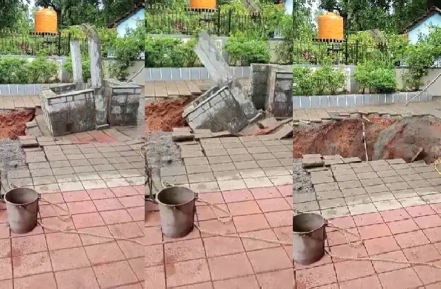ಮನೆಯವರ ಕಣ್ಣೆದುರೇ ಭೂಕುಸಿತಕ್ಕೊಳಗಾಗಿ ಧಾರಾಶಾಹಿಯಾದ ಬಾವಿ: ದೃಶ್ಯ ವೈರಲ್ - News Karnataka