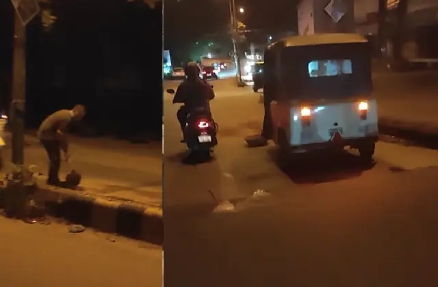 ಕದ್ರಿ : ಲಾರಿಯಿಂದ ರಸ್ತೆಗೆ ಬಿದ್ದ ಮರಳು: ಕಣ್ಣು ಕಾಣದಾಗೆ ಇರುವ ಮ.ನ.ಪಾ: ಮರಳನ್ನು ಸ್ವಚ್ಚ ಮಾಡಿದ ರಿಕ್ಷಾ ಚಾಲಕ! - News Karnataka