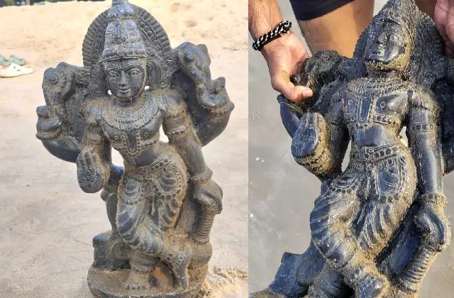 ಮಲ್ಪೆ ಕಡಲ ತೀರದಲ್ಲಿ ತೇಲಿ ಬಂದ ಕೃಷ್ಣನ ವಿಗ್ರಹ! - News Karnataka