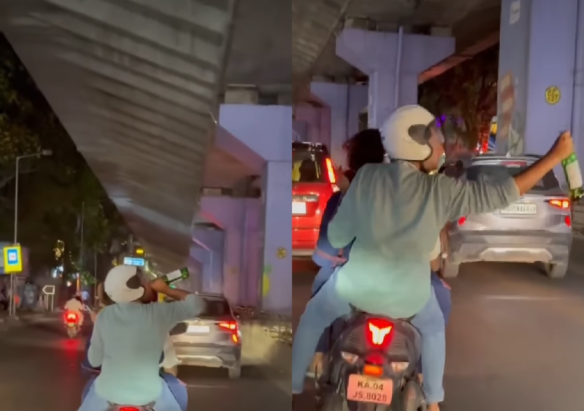 ಬೆಂಗಳೂರು: ಟ್ರಿಪಲ್ ರೈಡಿಂಗ್, ಆಟದ ಮೈದಾನದಂತೆ ರಸ್ತೆಗಳನ್ನು ಉಪಯೋಗಿಸುತ್ತಿರುವ ಬೇಜವಾಬ್ದಾರಿ ಯುವಕರು! - News Karnataka