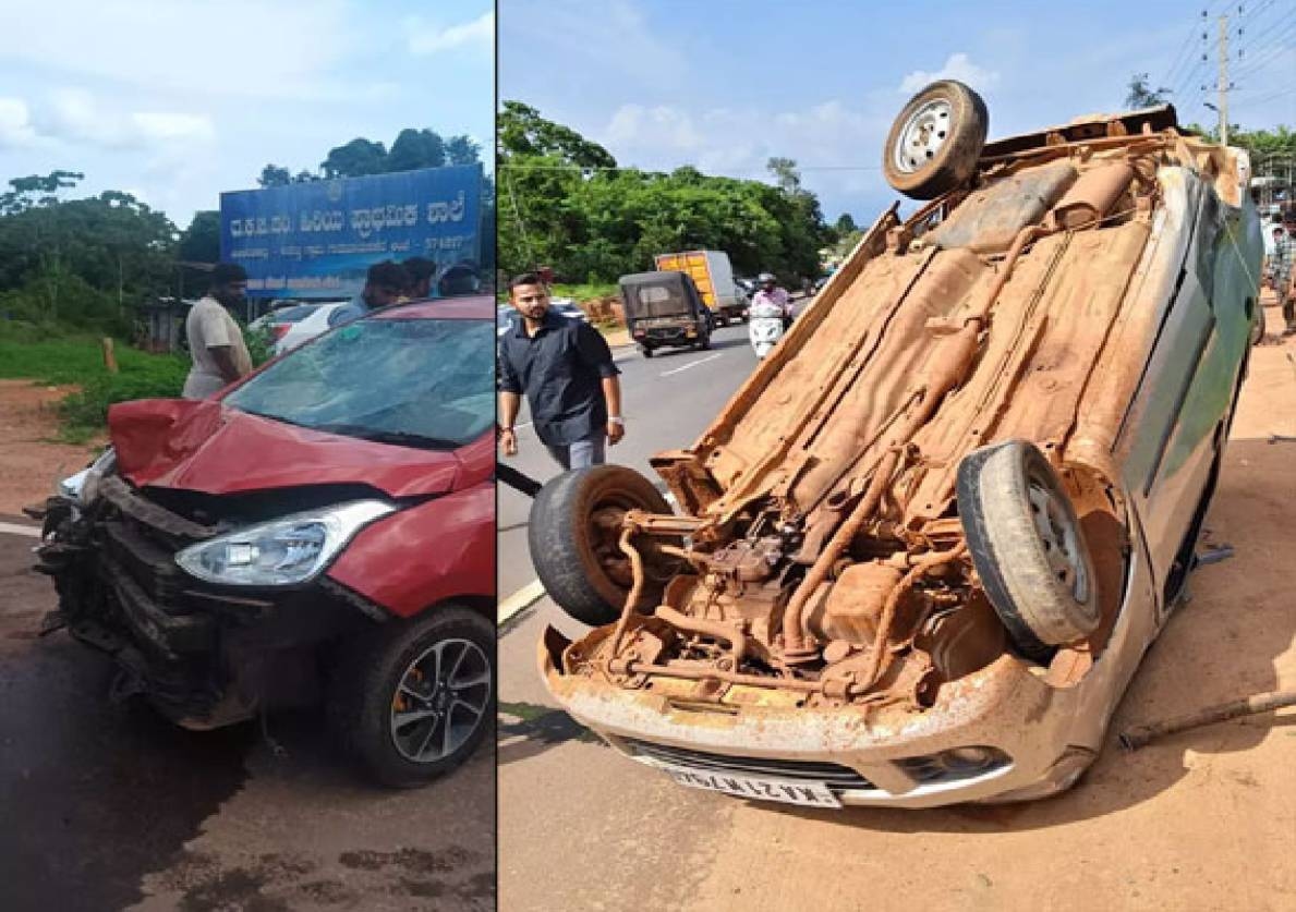 ಬೆಳ್ತಂಗಡಿ: ಎರಡು ಕಾರು, ಬೈಕ್ ನಡುವೆ ಅಪಘಾತ! - News Karnataka