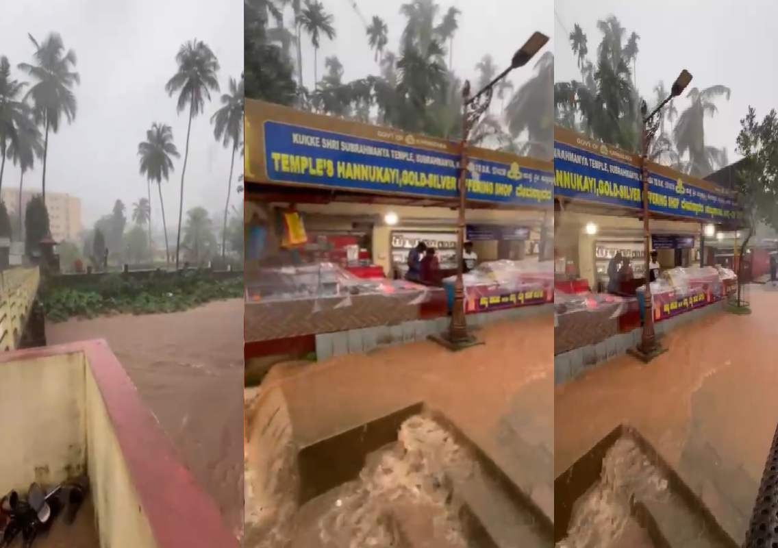 ಕುಕ್ಕೆ ಸುಬ್ರಹ್ಮಣ್ಯದಲ್ಲಿ ಮಳೆ ಅಬ್ಬರ; ಉಕ್ಕಿ ಹರಿದ ದರ್ಪಣ ತೀರ್ಥ ಹೊಳೆ, ಆದಿ ಸುಬ್ರಹ್ಮಣ್ಯ ಕ್ಷೇತ್ರದ ಬಾಗಿಲ ತನಕ ನುಗ್ಗಿದ ನೀರು! - News Karnataka