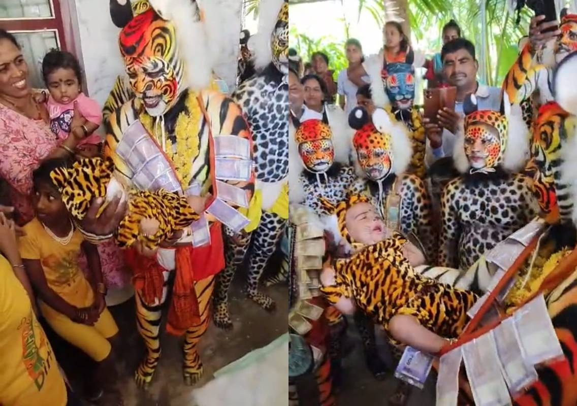 ಉಡುಪಿ: 3 ತಿಂಗಳ ಮಗು ಹರ್ಷಿವ್ ಗೆ ಹುಲಿವೇಷ ಹಾಕಿ ಹೆತ್ತವರ ಸಂಭ್ರಮ ! - News Karnataka
