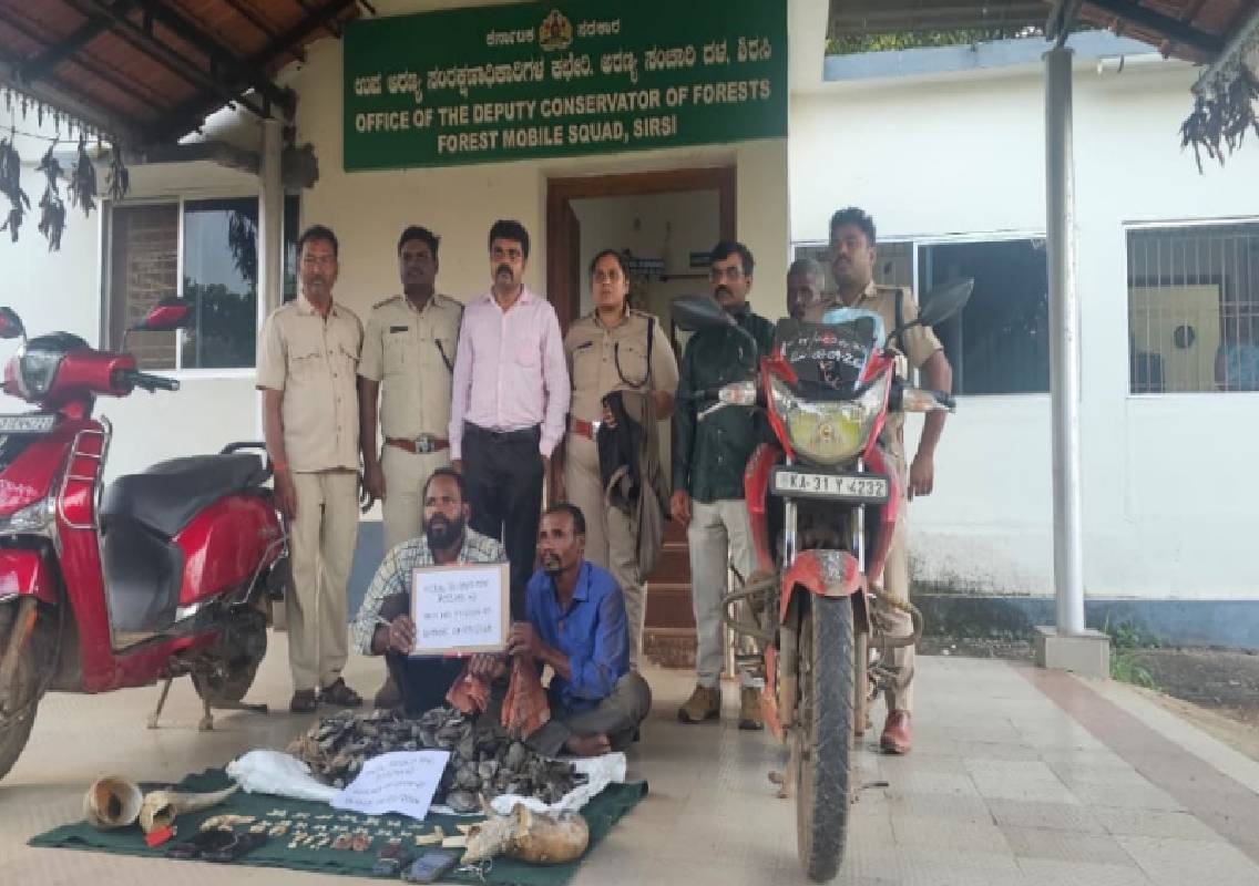 ಕಾಡುಪ್ರಾಣಿಗಳ ಬೇಟೆಯಾಡಿ ವನ್ಯಜೀವಿ ಉತ್ಪನ್ನಗಳ ಮಾರಾಟ ; ಇಬ್ಬರ ಬಂಧನ - News Karnataka