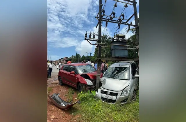 ಮಣಿಪಾಲ: ನಿಯಂತ್ರಣ ತಪ್ಪಿ ಟ್ರಾನ್ಸ್ ಫಾರ್ಮರ್ ಕಂಬಕ್ಕೆ 2 ಕಾರುಗಳು ಡಿಕ್ಕಿ - News Karnataka