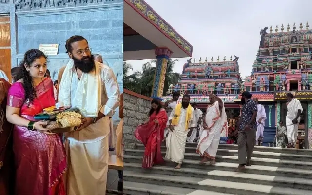 ಹರಿಹರಪುರದ ಶಾರದ ಲಕ್ಷ್ಮಿ ನರಸಿಂಹಸ್ವಾಮಿ ದೇವಸ್ಥಾನಕ್ಕೆ ಭೇಟಿ ಕೊಟ್ಟ ರಿಷಬ್ ಶೆಟ್ಟಿ ಕುಟುಂಬ - News Karnataka