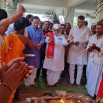 Humanabad: Bhagwant Khuba participates in kalasarohana ceremony of temple