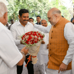 Union Home Minister Amit Shah visits YEDIYURAPPA's residence in Shivamogga