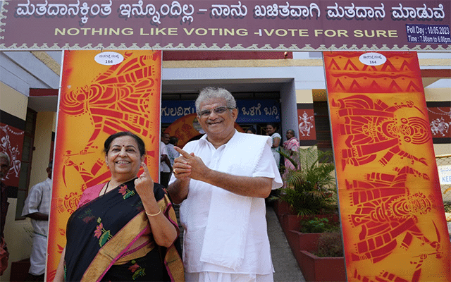 Dharmasthala: Dharmadhikari Veerendra Heggade casts his vote with his family