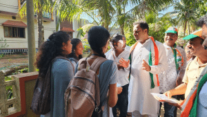 Congress candidate Prasad Raj Kanchan campaigned in several places including Petri in Brahmavar.