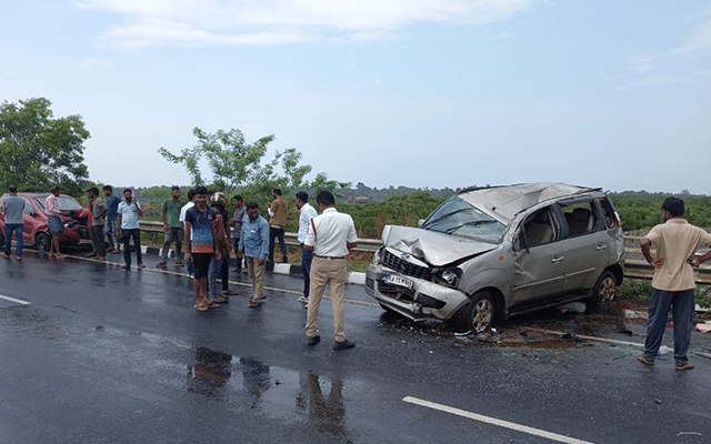 Car overturns, collides with another car, escapes unhurt